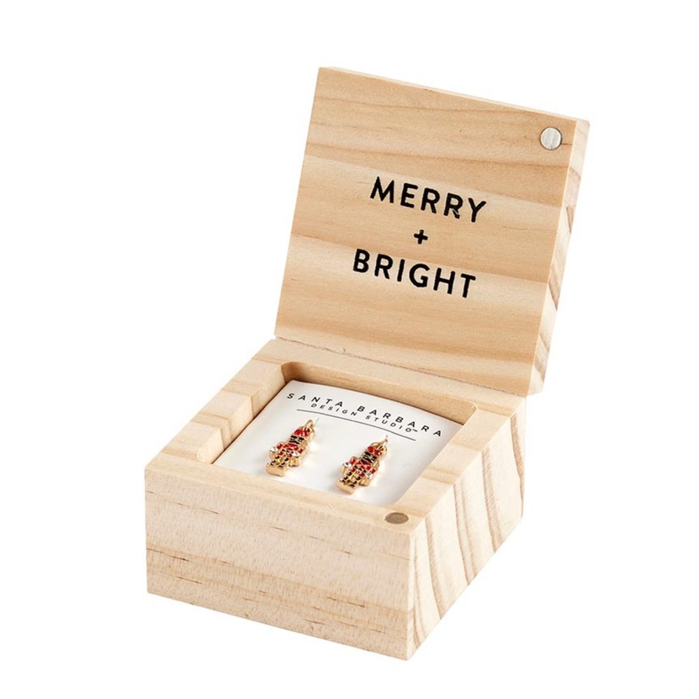 Nutcracker Holiday Earrings in Dainty Wooden Gift Box